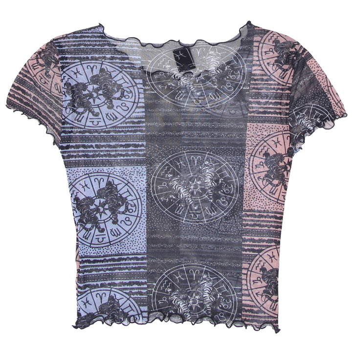 Y2K Mesh Astrology Print Crop Top - Fashion Rerun Vintage Migration_Tops