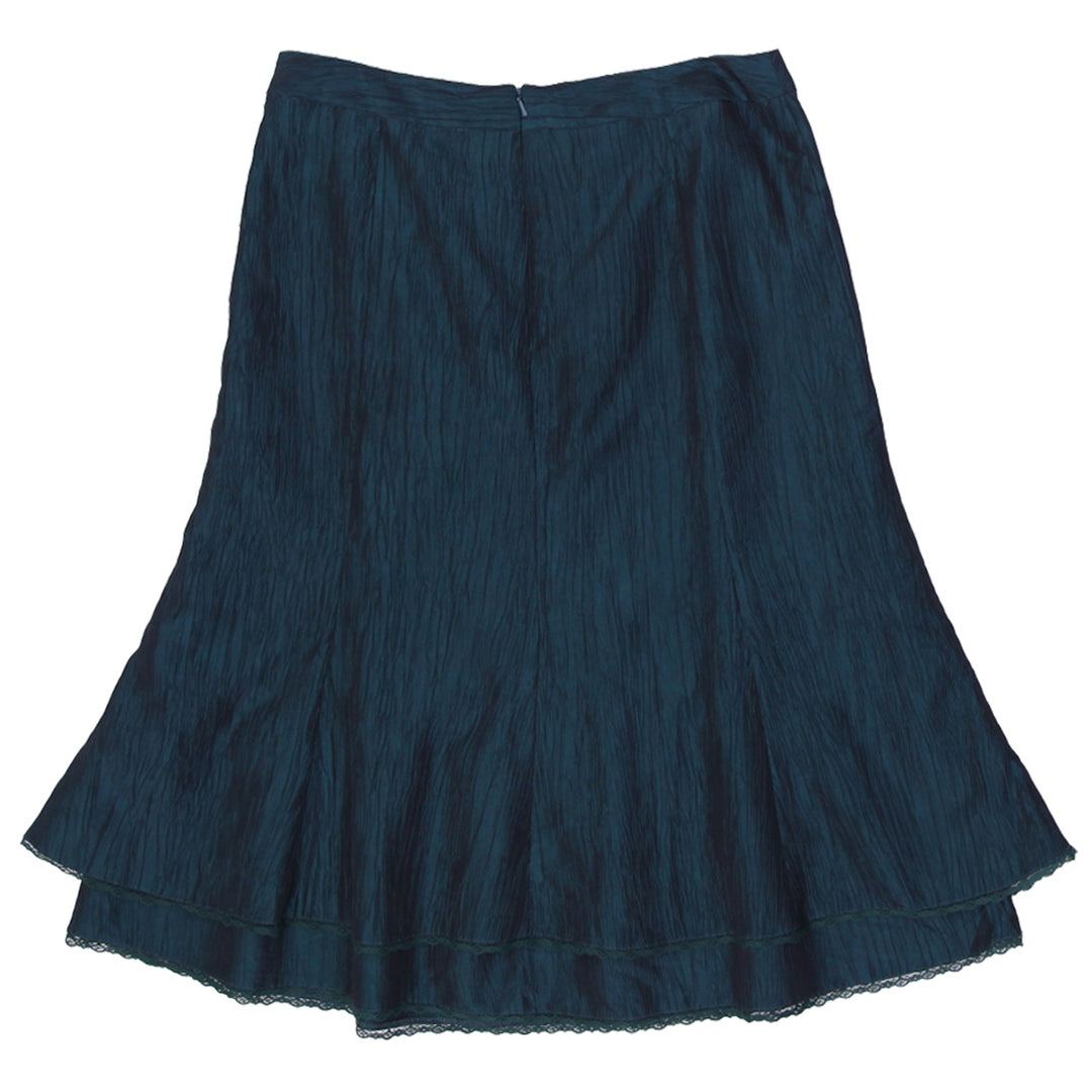 Y2K Ladies ZE-ZE 100% Acetate Fabric Creased Layered Maxi Skirt