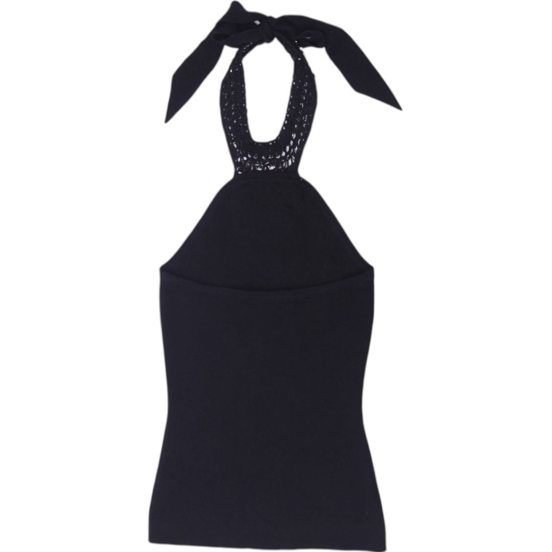 Y2K Ladies White House Black Market Beaded Halter Top Size XXS
