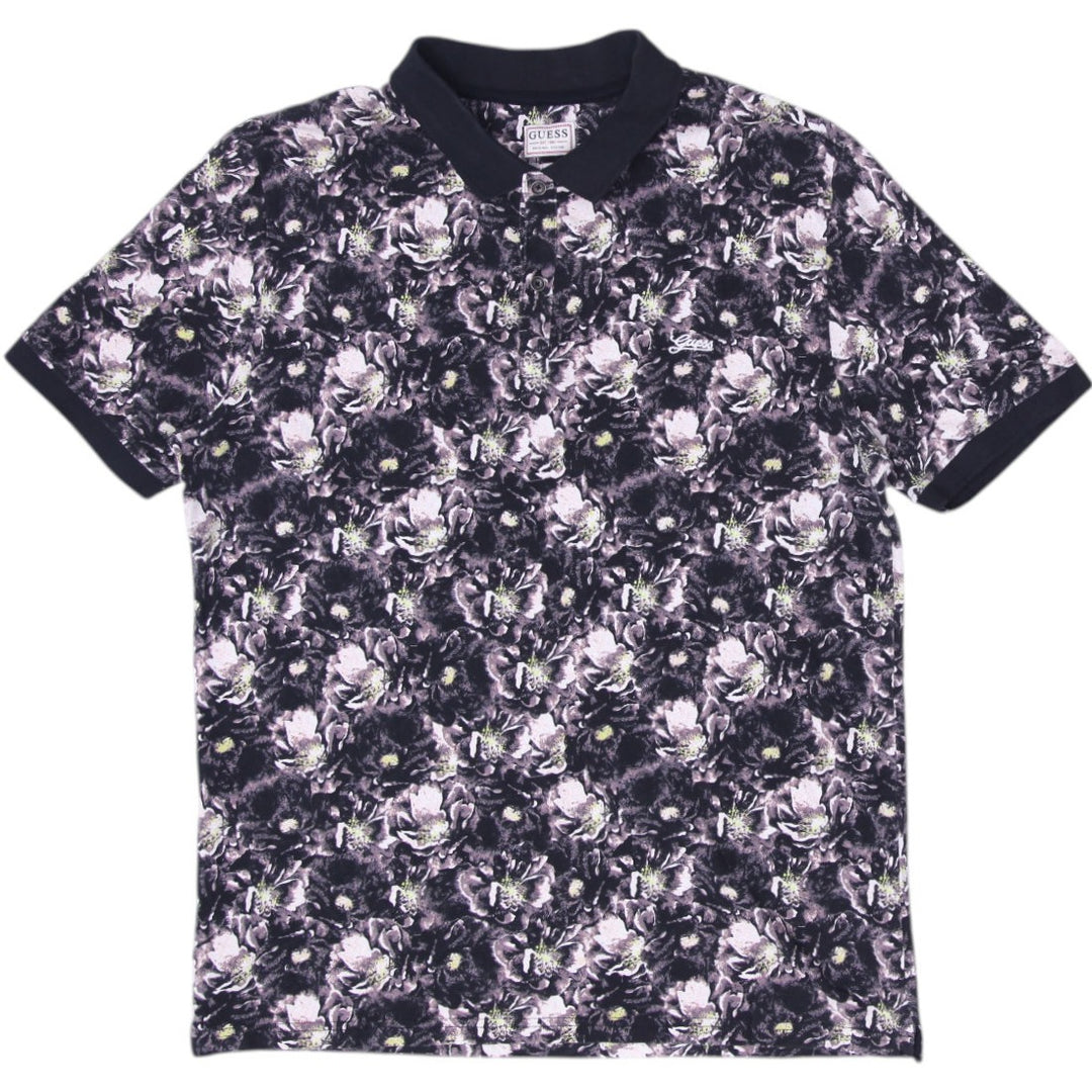 Mens Guess Floral Graphic Slim Fit Polo T-Shirt Size XXL