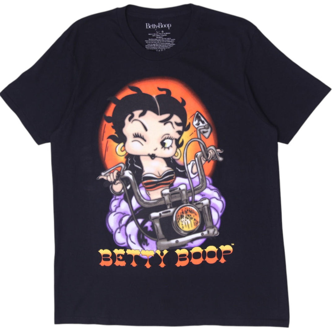 Mens Betty Boop Biker Graphic T-Shirt Size L