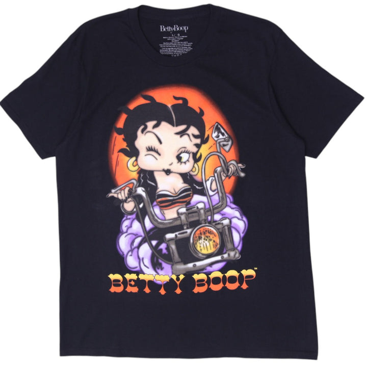 Mens Betty Boop Biker Graphic T-Shirt Size L