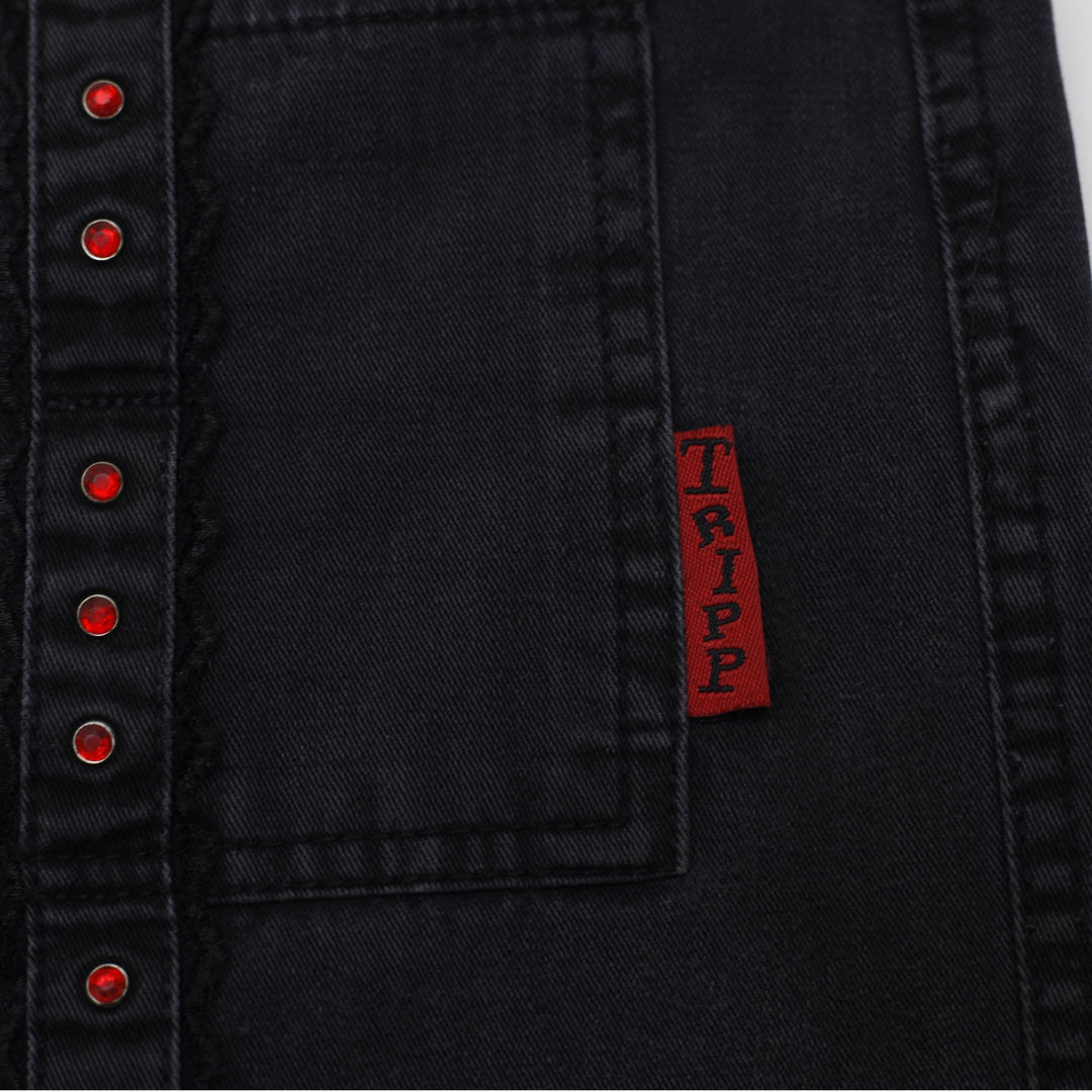 Y2K Mens Tripp NYC Grommet Flare Bondage Pants Size 11