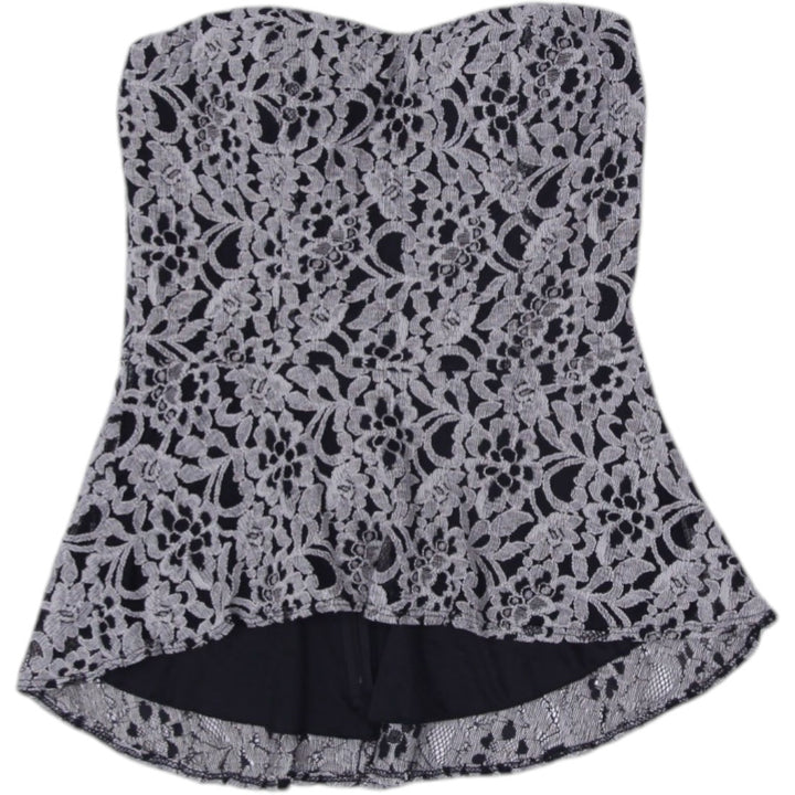 Y2K Ladies Eclipse Strapless Top Black Lace Overlay