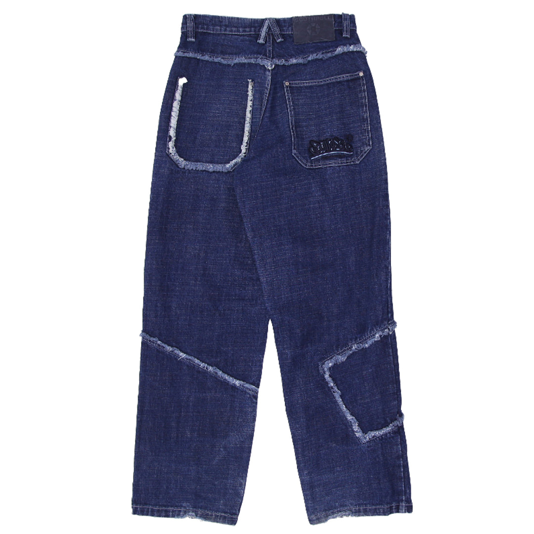 Y2K Mens Southpole Embroidered Hip Hop Headphones Denim Baggy Jeans