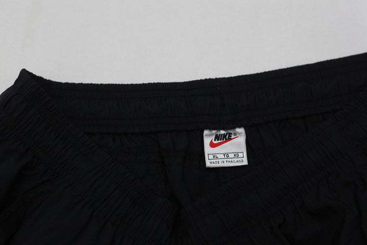 Vintage Embroidered Nike Logo Black Nylon Sports Pants