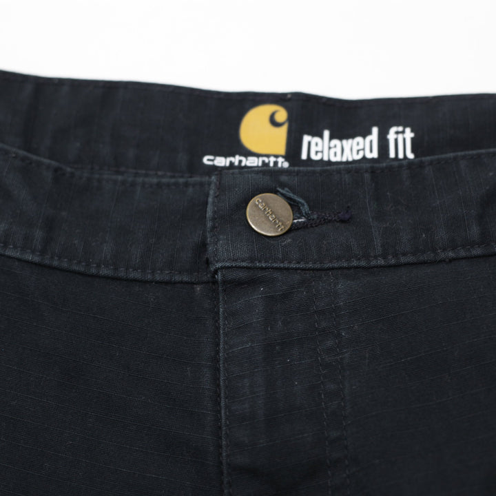 Mens Carhartt Black Canvas Loose Fit Utility Cargo Workwear Pants Size 36x32