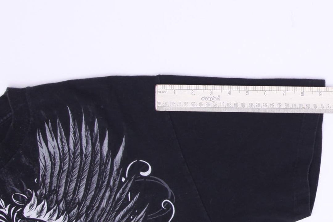 Y2K Mens Alstyle Apparel T-Shirt Black Graphic Skull Wings Large