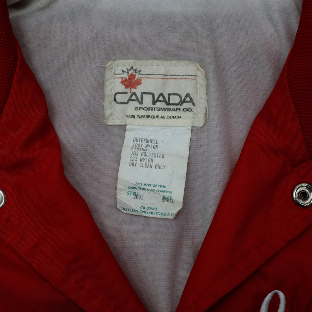 Vintage Canada Sportswear Varsity Jacket Red Nylon 1989 Champs Embroidered S | Migration_Jackets - Back View | Fashion Rerun