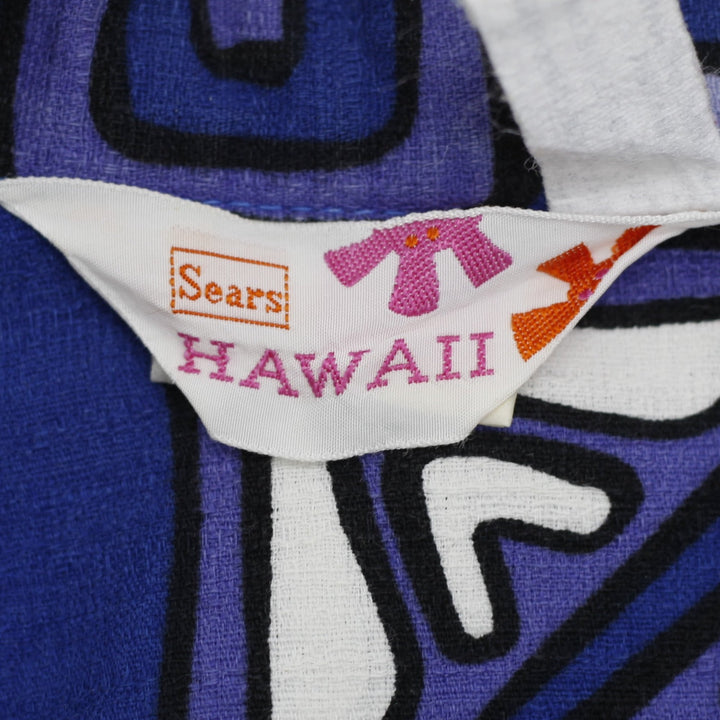 Vintage Mens Sears Hawaii Short Sleeve Shirt Blue Abstract Pattern