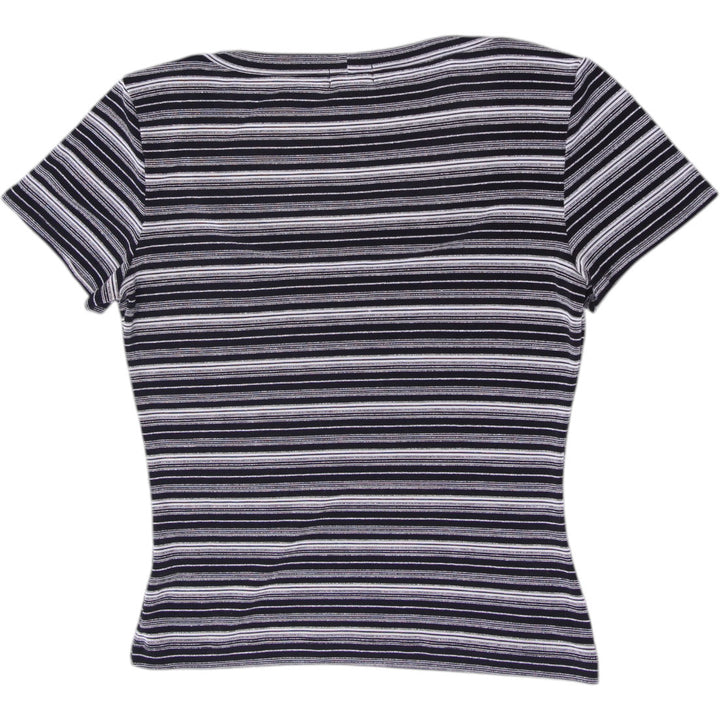 Y2K Ladies BCBG Paris Ribbed Multi-Striped Scoop Neck Top