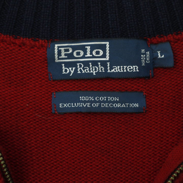 Vintage Polo By Ralph Lauren Quarter Zip Cotton Red Mock Neck Sweater Size L | Migration_Jumper & Knitwear RL | Fashion Rerun
