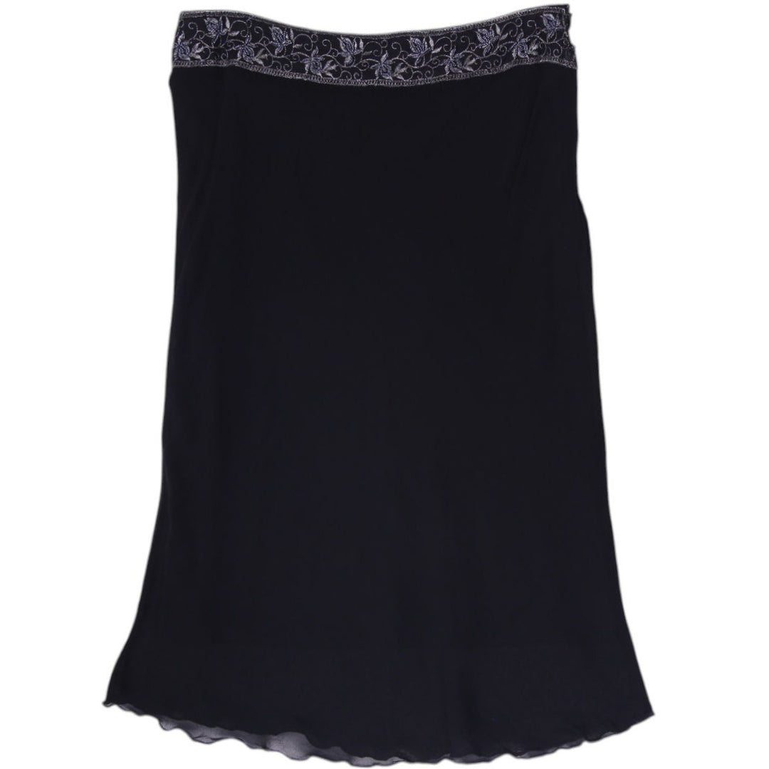 Y2K Ladies Monté by D.P. Altomonte Black Chiffon Midi Skirt with Beaded Waist