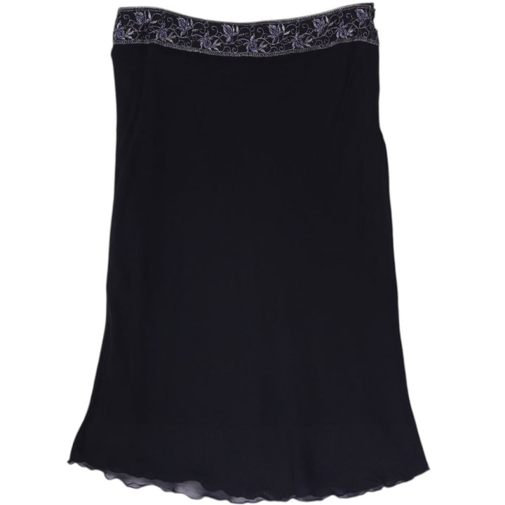 Y2K Ladies Monté by D.P. Altomonte Black Chiffon Midi Skirt with Beaded Waist