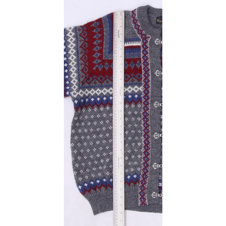 Vintage Nordstrikk Cardigan Gray Wool Norwegian Pattern Knit | Migration_Knitwear & Sweaters - View 6 | Fashion Rerun