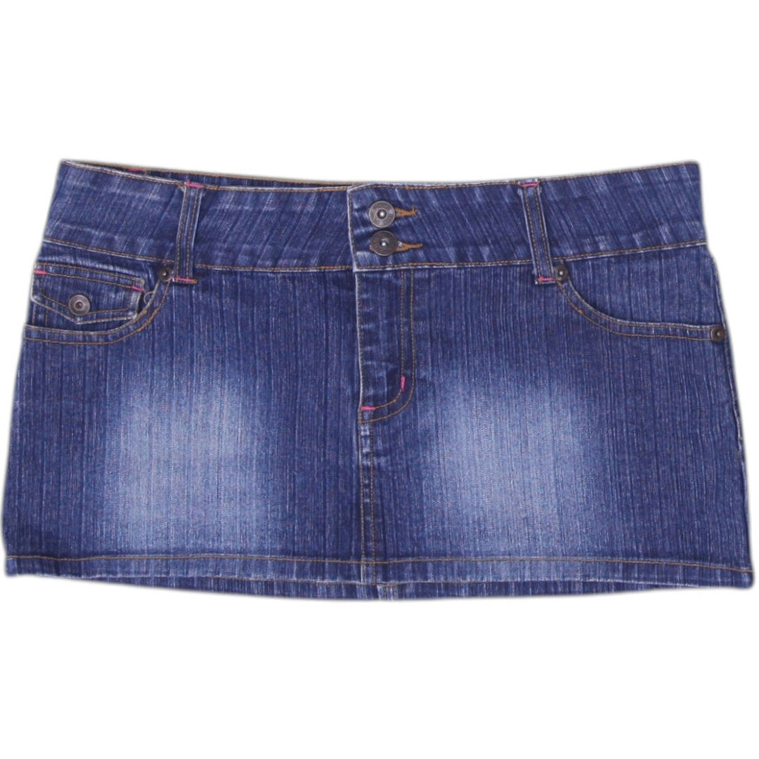 Y2K Ladies Distressed Button Close Denim Mini Skirt Size3 | Migration_Skirts | Fashion Rerun