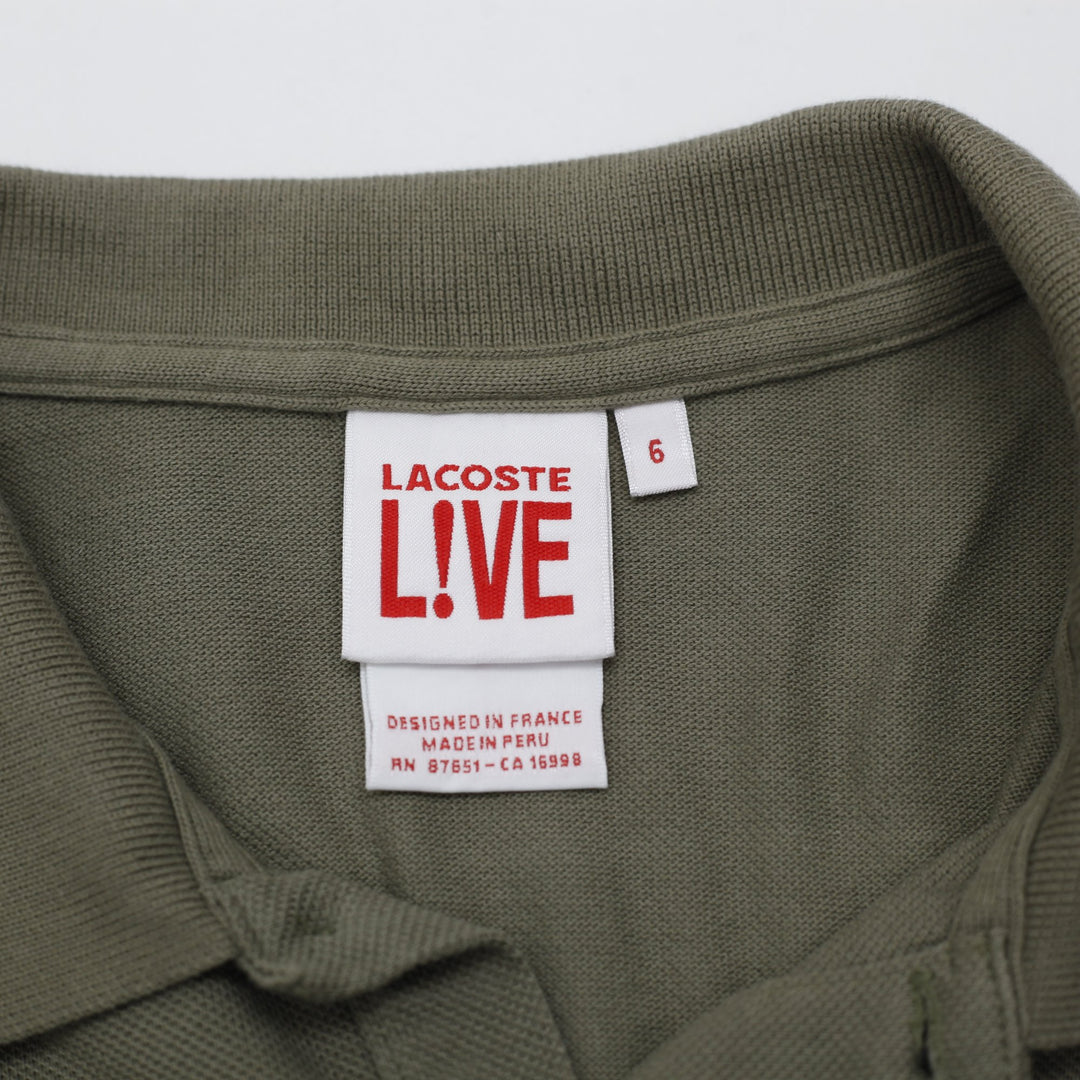 Mens Lacoste L!VE Pique Polo T-Shirt Olive Khaki Green Size 6