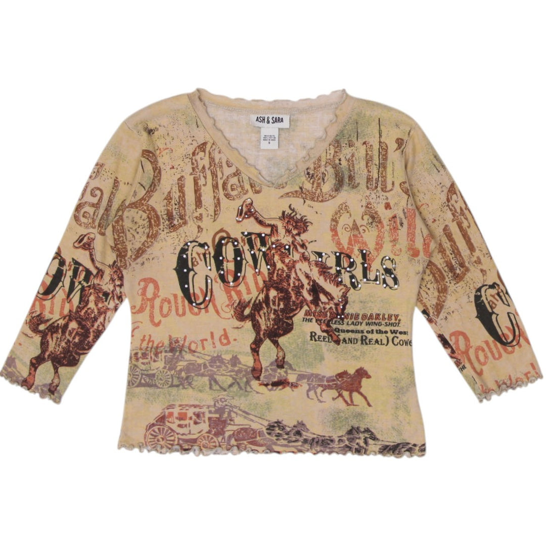 Y2K Cowboy Graphic Top Size S | Migration_Y2K Tops | Fashion Rerun