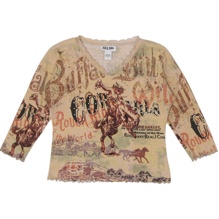 Y2K Cowboy Graphic Top Size S | Migration_Y2K Tops | Fashion Rerun