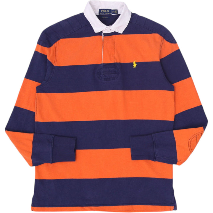 Mens Polo Ralph Lauren Rugby T-Shirt Navy Blue Orange Stripe Custom Fit S