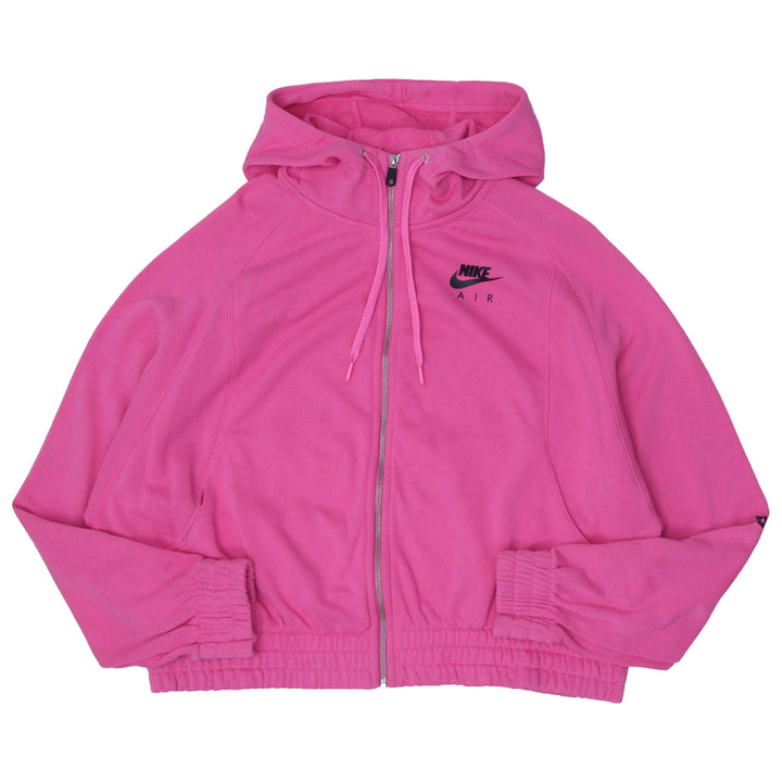 Ladies Nike Air Logo Pink Zip Up Crop Hoodie