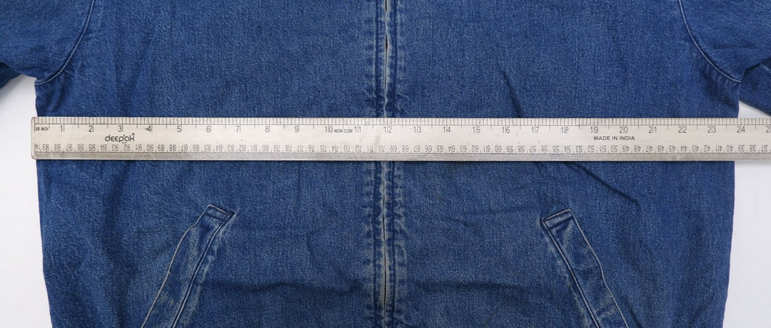 Vintage 90s Polo Ralph Lauren Distressed Denim Zip Harrington Jacket With Red Lining