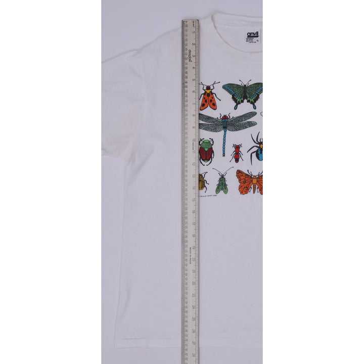 Vintage Mens Anvil T-Shirt White Insect Graphic Cotton