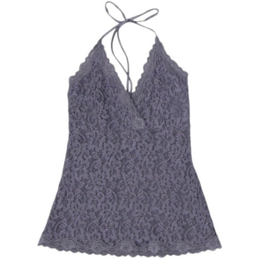 Y2K Ladies Lace Halter Top Gray Elegant Style Size S | Migration_Y2K Tops | Fashion Rerun