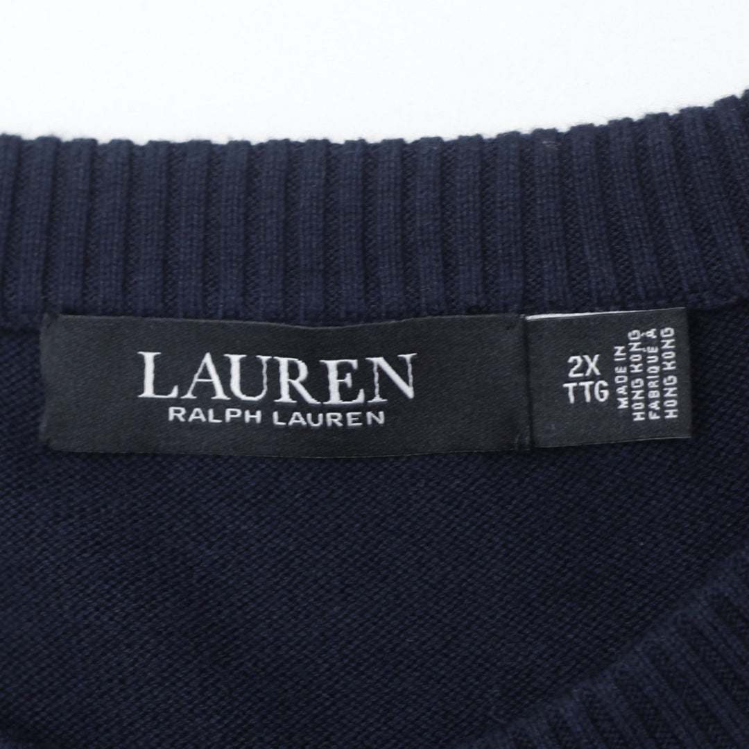 Mens Lauren Ralph Lauren Sweater Navy Chain Print Knitwear Size 2X