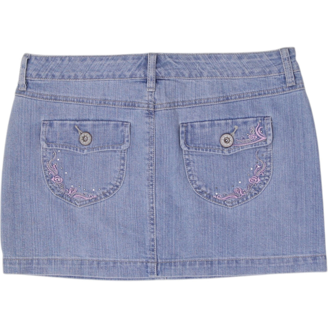 Y2K Ladies SO Wear It Declare It Light Wash Denim Mini Skirt Size 9