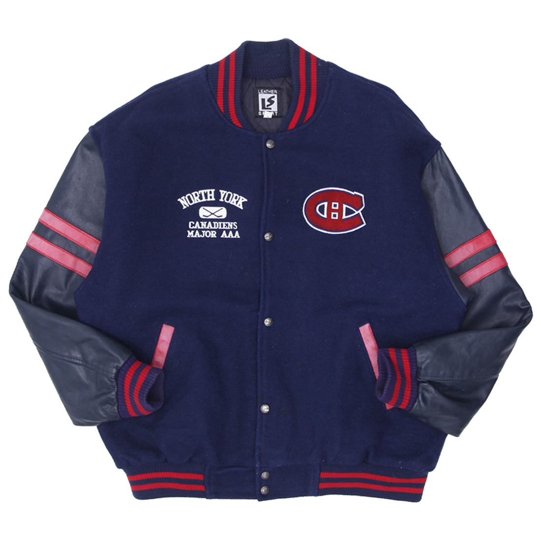 Shop Vintage Leather Sport Montreal Canadiens Varsity Jacket Navy