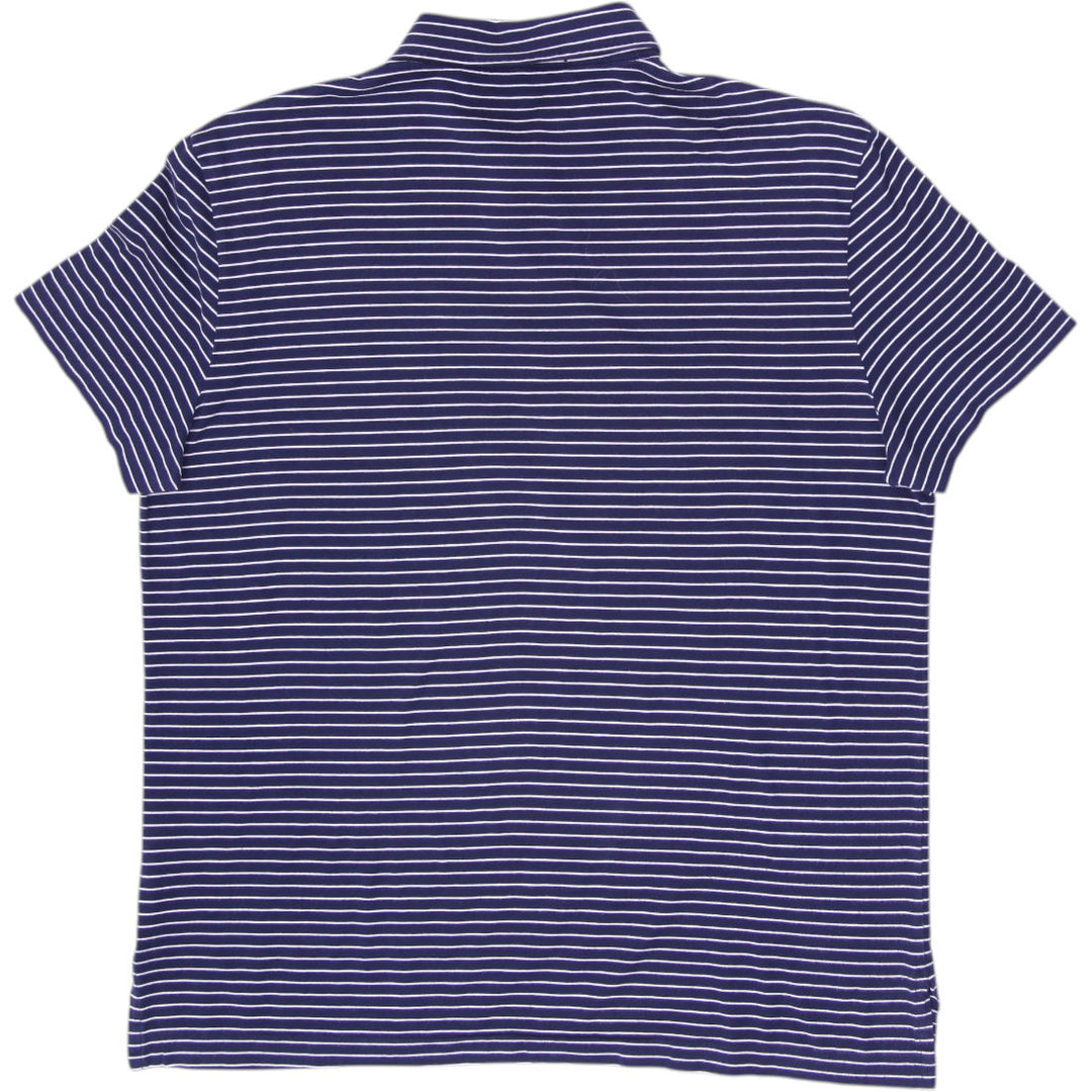 Mens Polo Ralph Lauren Navy & White Striped Pima Cotton Polo T-Shirt Size M