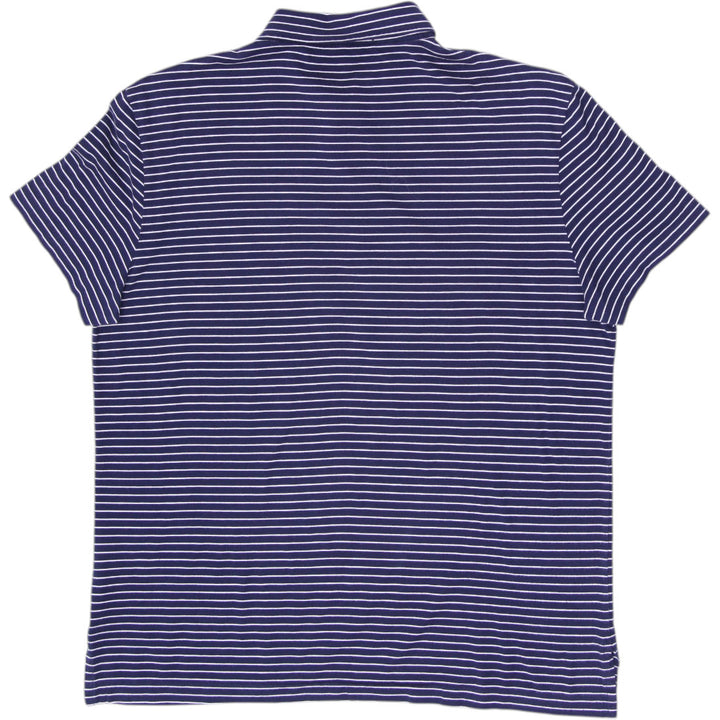Mens Polo Ralph Lauren Navy & White Striped Pima Cotton Polo T-Shirt Size M