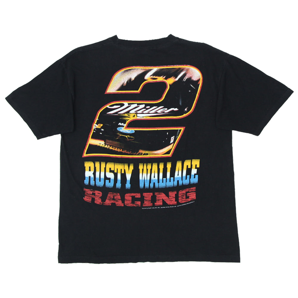 Vintage 1990's Rusty Wallace Racing T-Shirt-Miller Ford Thunderbird NASCAR Graphic Size L - Fashion Rerun Vintage Migration_T-Shirt