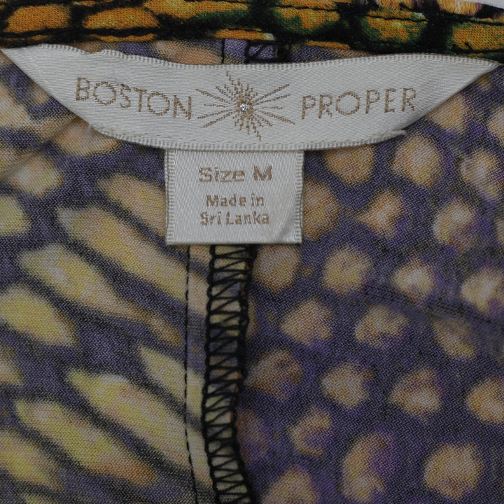 Y2K Ladies Boston Proper Snakeskin Print 3/4 Long Sleeve Stretch Top Size M