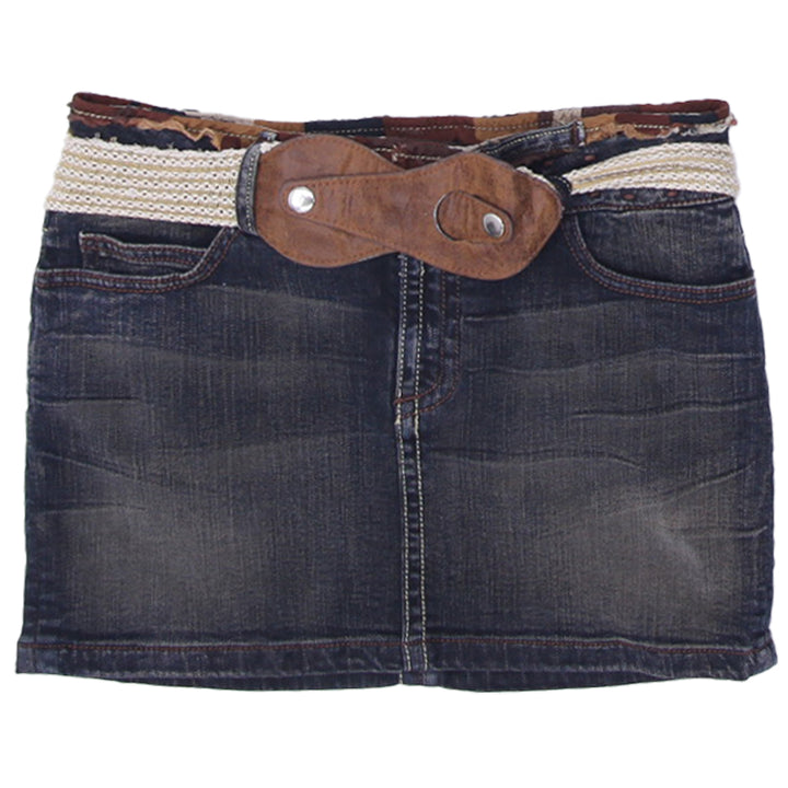 Y2K Ladies Elvis Belted Denim Mini Skirt