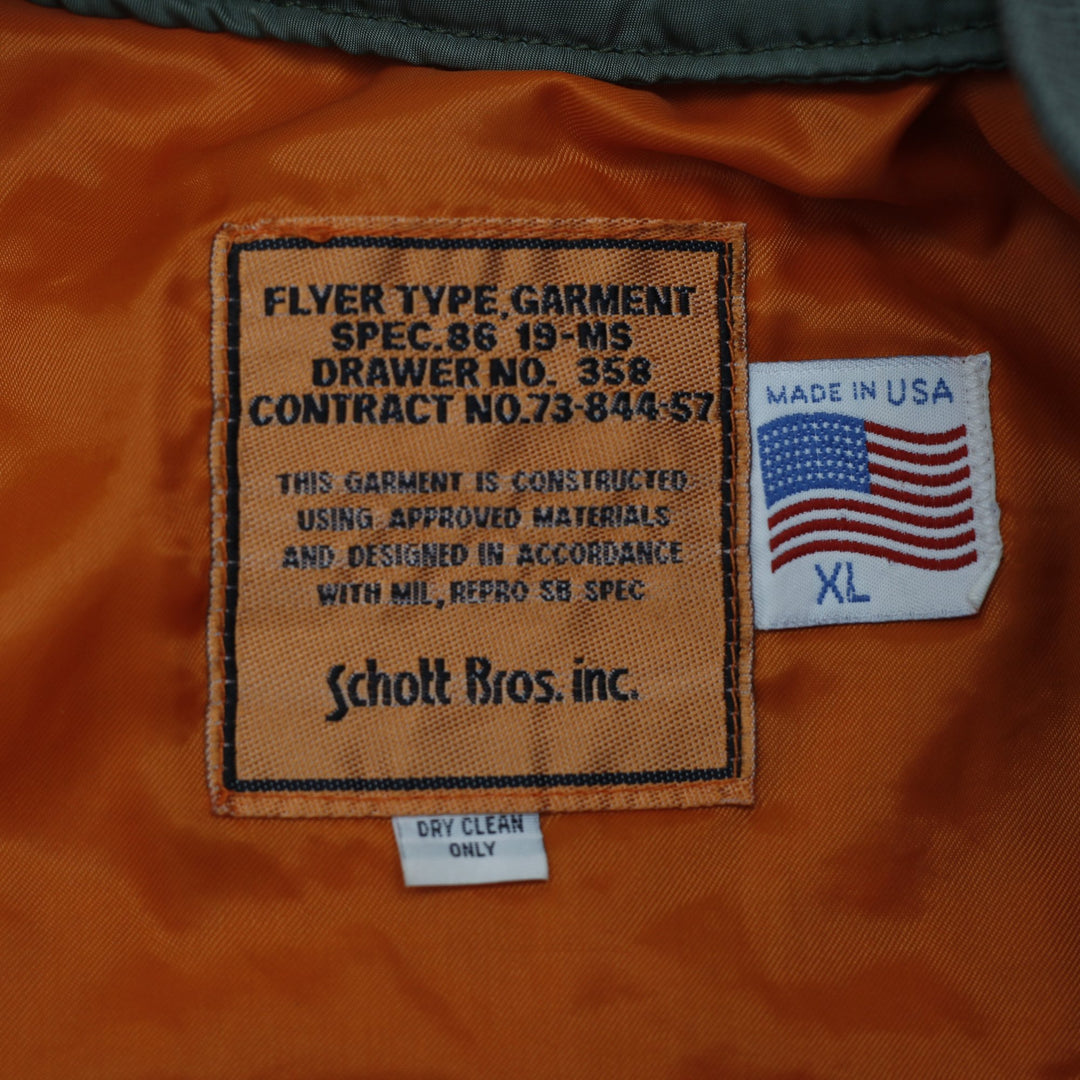 Vintage 80s-90s Schott NYC MA-1 Spec 86 Military Flight Bomber Jacket Size XL