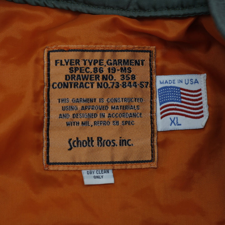 Vintage 80s-90s Schott NYC MA-1 Spec 86 Military Flight Bomber Jacket Size XL