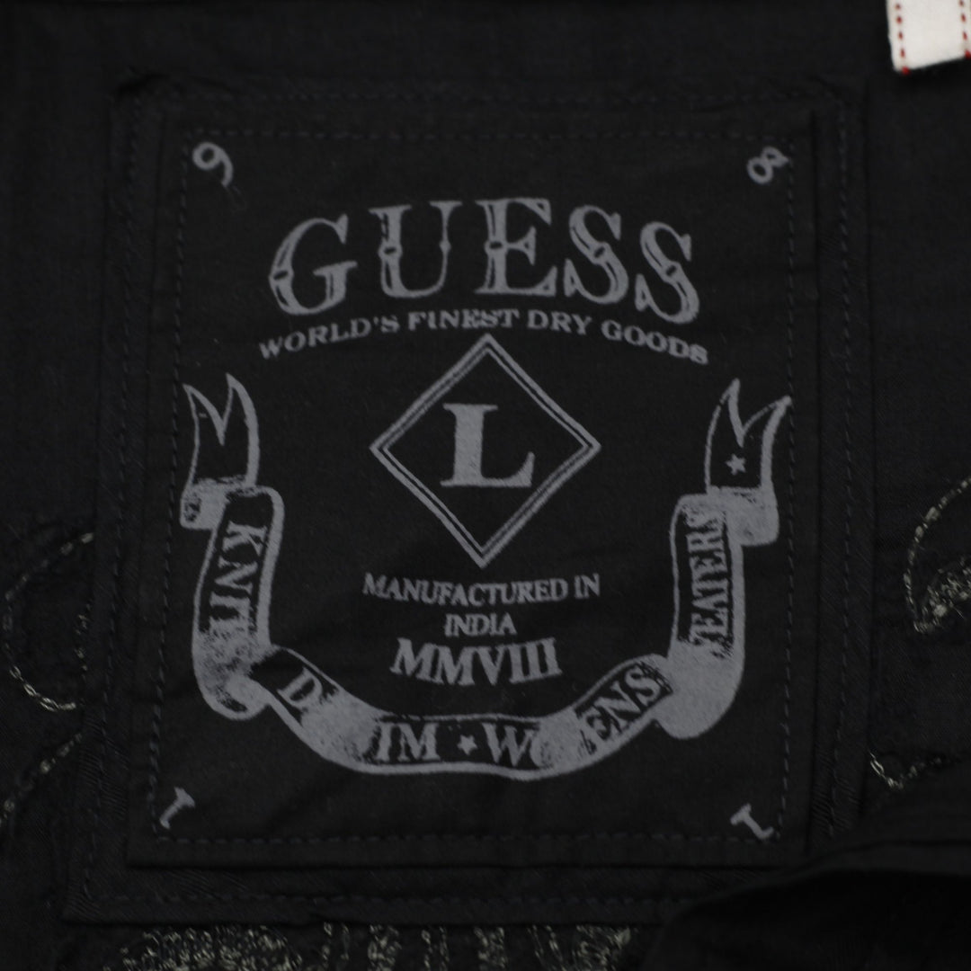 Mens Guess Embroidered Back Graphic Long Sleeve Button Down Shirt Size L