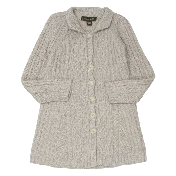 Vintage Inis Crafts 100% Merino Wool Cable Knit Sweater Cardigan Ladies