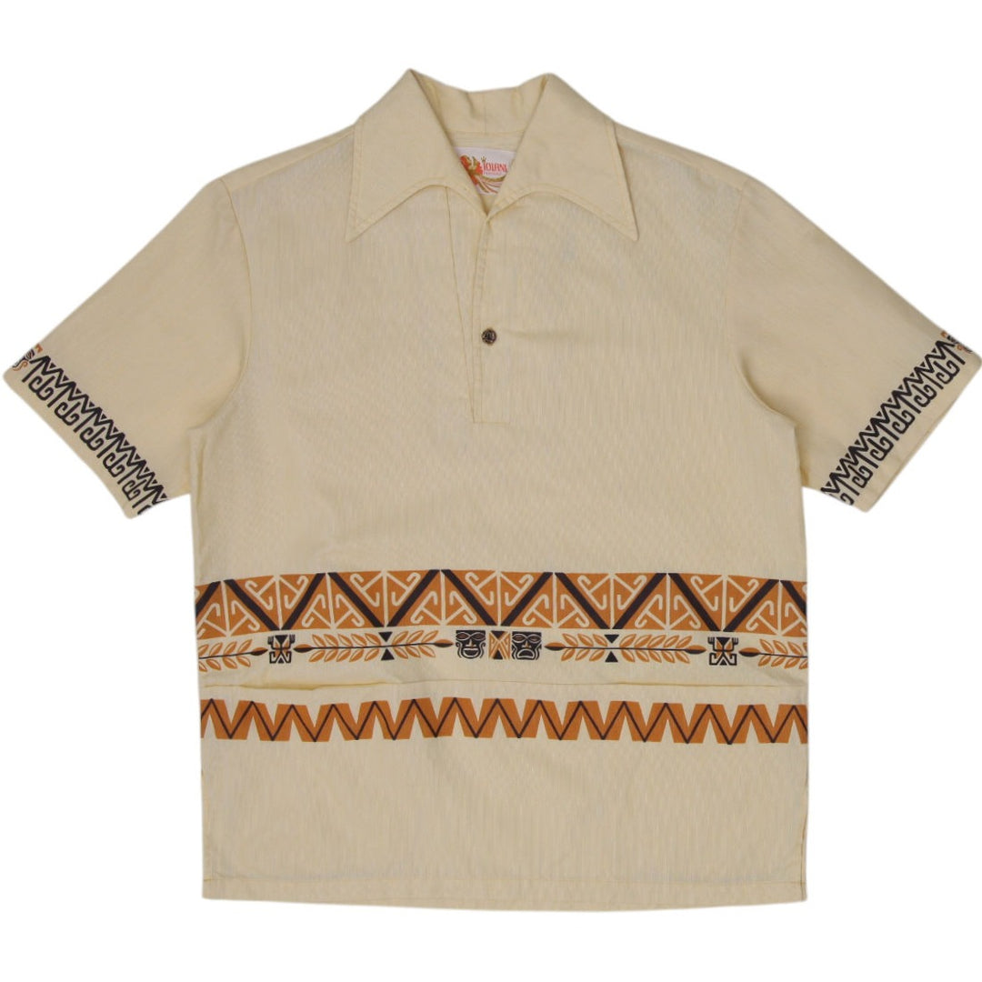 Vintage 70s Antique Iolani Hawaiian Tribal Short Sleeve Shirt Size M | Migration_Shirts | Fashion Rerun