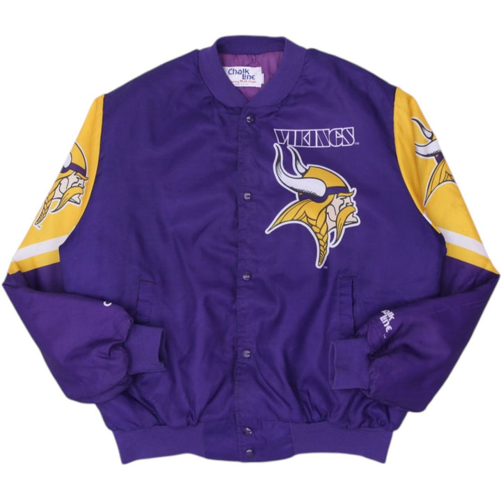 Vintage 90s Minnesota Vikings Chalk Line Fanimation NFL Football Satin Jacket L | Migration_Jackets | Fashion Rerun
