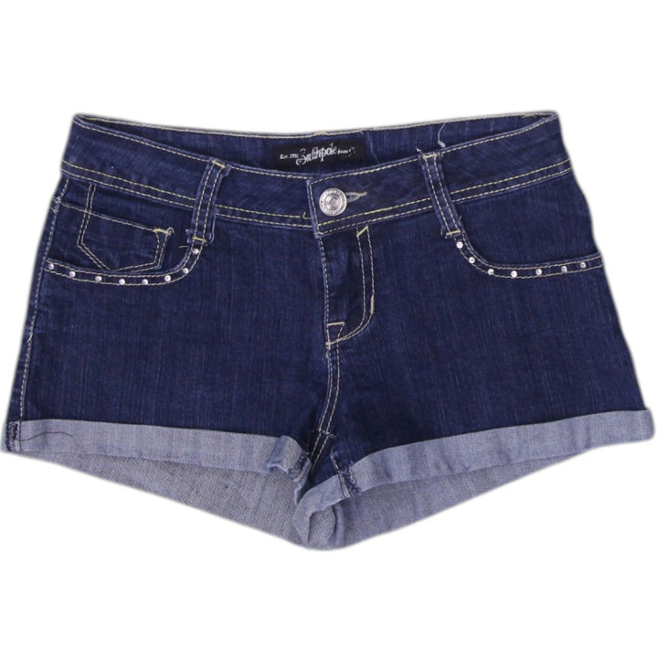 Y2K Ladies Embroidered Casual Fashion Blue Denim Shorts Size 3 | Migration_Shorts | Fashion Rerun
