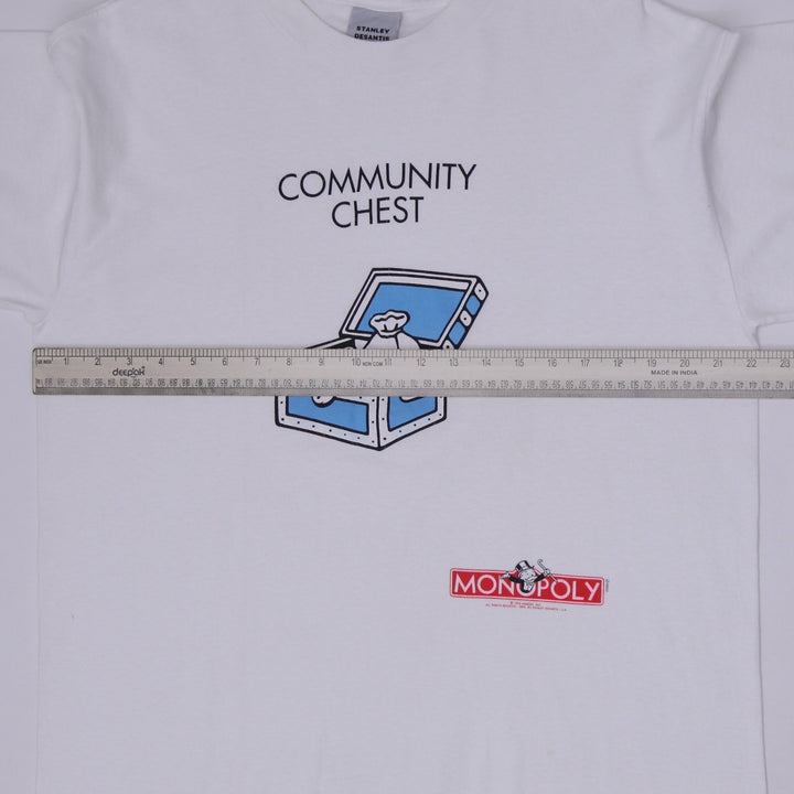 Vintage 1996 Monopoly Community Chest T-Shirt Stanley Desantis Single Stitch L