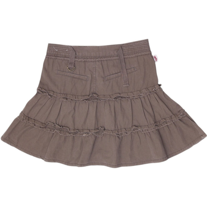 Y2K Ladies Tyle Jeans Y2K Olive Green Cargo Tiered Ruffle Mini Skirt