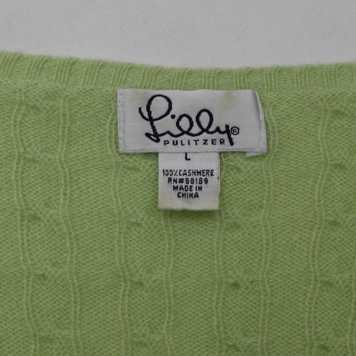 Ladies Lilly Pulitzer 100% Cashmere Cable Knit V-Neck Sweater