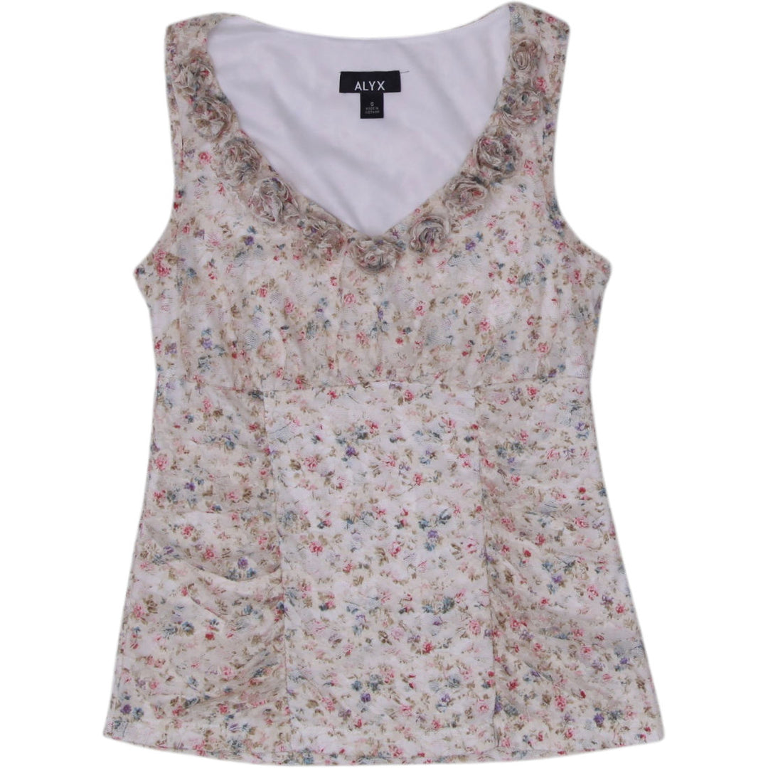 Y2K Ladies Alyx Floral Cream Sleeveless Tank Top Size S | Migration_Y2K Tops | Fashion Rerun