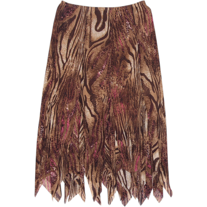 Y2K Ladies Unbranded Midi Skirt Brown Animal Print