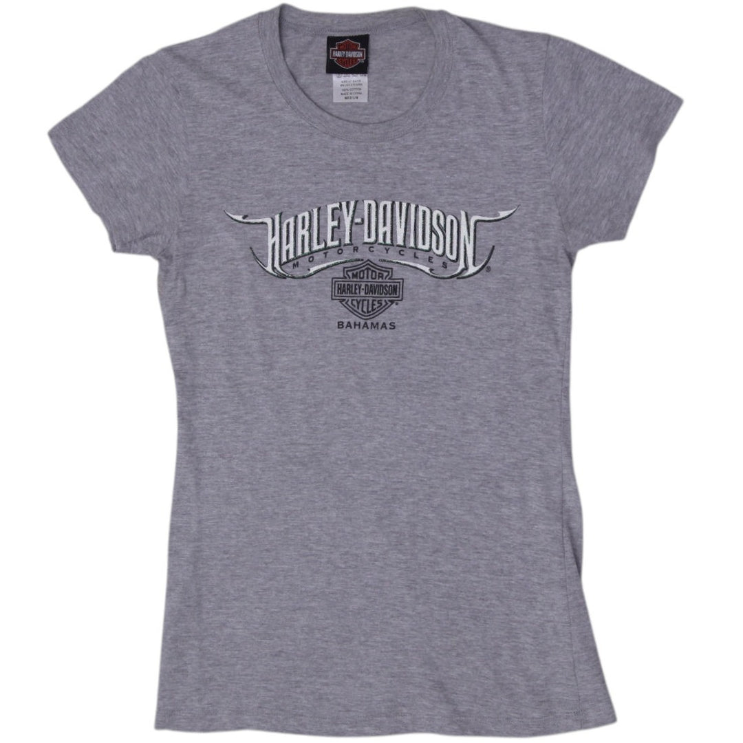 Y2K Ladies Harley Davidson Motorcycles Bahamas Graphic T-Shirt Size M
