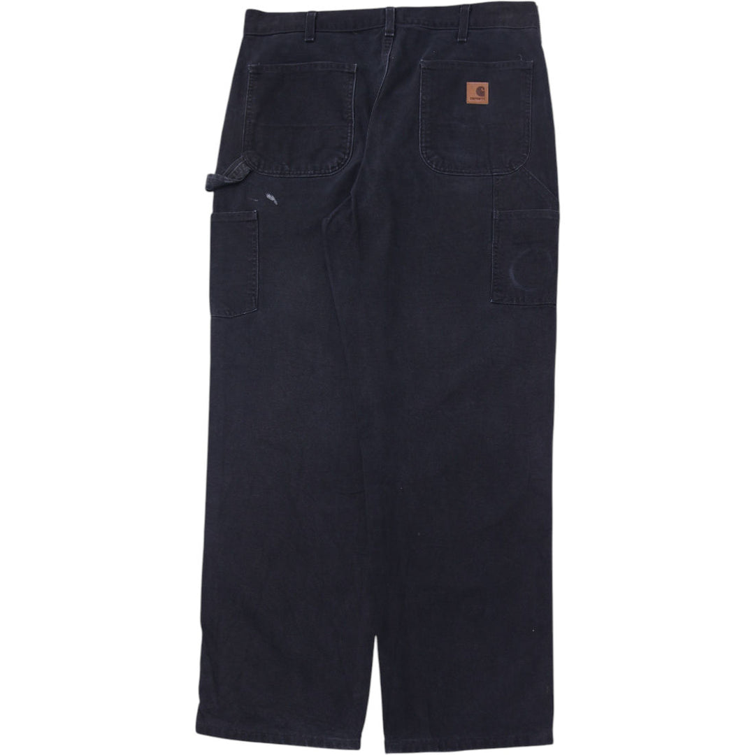 Mens 2014 Carhartt B11 BLK Carpenter Pants Canvas Dungarees Loose 36x32